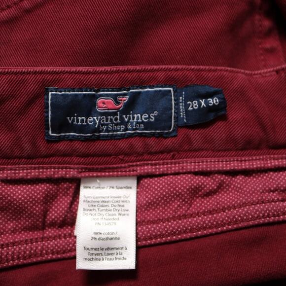 Vineyard Vines Cavalry Twill 5 Pocket Pants Burgundy Red Straight Leg Size 28x30 - Picture 7 of 10